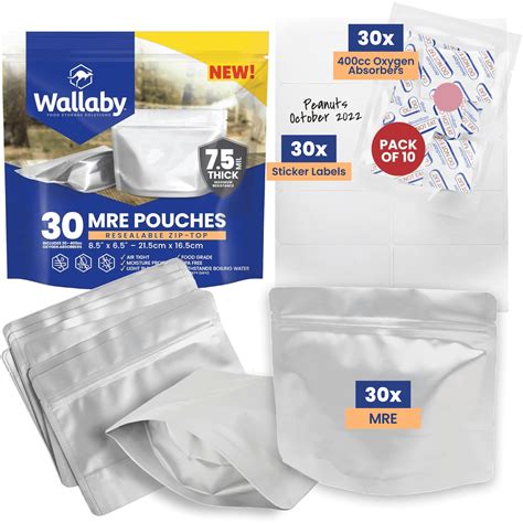 30 Wallaby MRE Mylar Bags with Zipper - Bundle - India | Ubuy