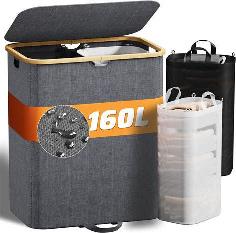Amazon.com: Bathola Laundry Hamper with Lid, 145L Extra Large Hamper 3 ...