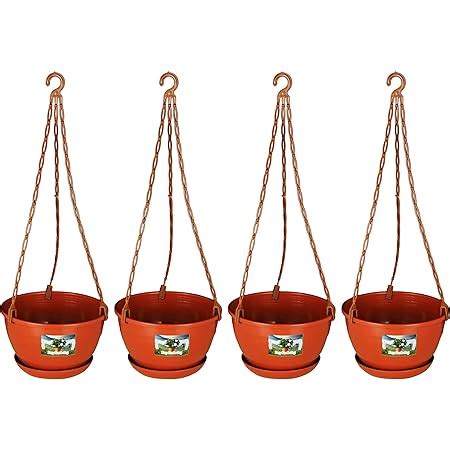 Easy Gardening 8 Inch Hanging Pots/Planters Terracotta Color For Home ...