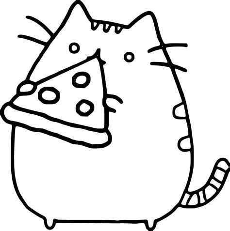 Pusheen Eating Pizza coloring page - Download, Print or Color Online for Free