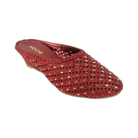 Buy Mochi Women Maroon Wedding Mules Online | SKU: 35-3113-44-37 ...