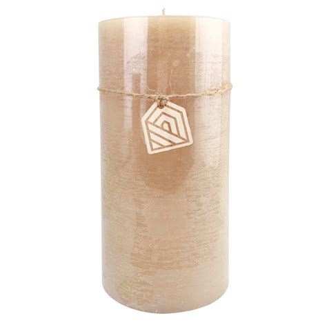 Tan Unscented Pillar Candle, 4x8
