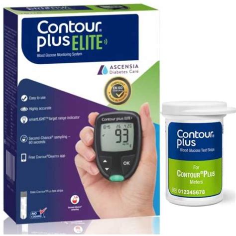 CONTOUR PLUS Elite Glucometer (20 Strips + 5 Lancets + Lancing Device ...
