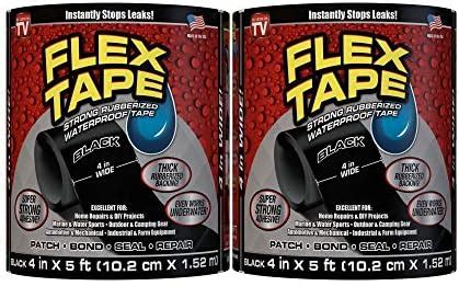 Flex Tape Rubberized Waterproof Tape, 4" x 5', Black (2 Pack) : Amazon ...