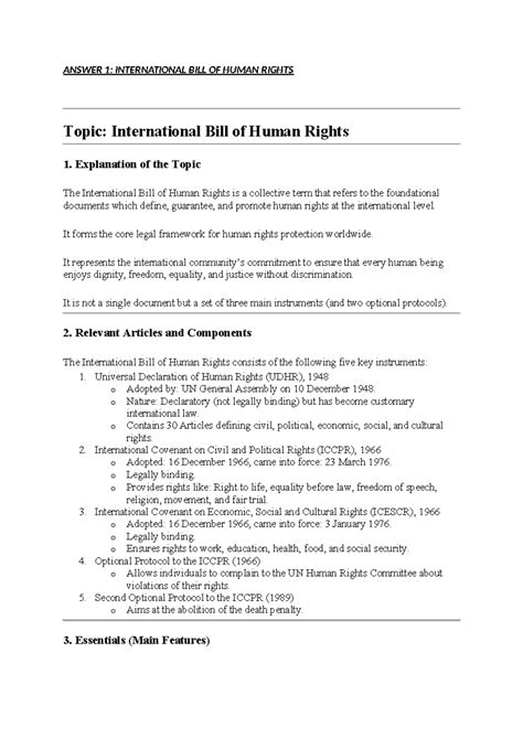 HR 101: Overview of the International Bill of Human Rights - Studocu