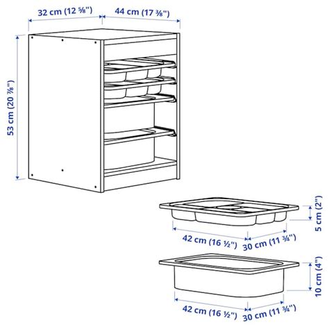 TROFAST storage combination with box/trays, light white stained pine ...