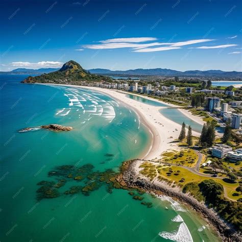 Premium Photo | Panoramic aerial view of mt maunganui and tauranga ...