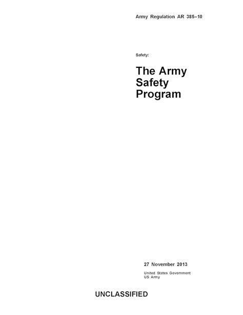 Army Regulation AR 385-10 Safety: The Army Safety Program 27 November ...