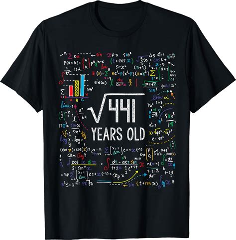 Square Root Of 441 21st Birthday 21 Year Old Gifts Math Bday T-Shirt ...