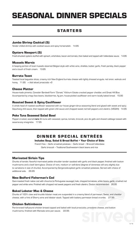Brick Alley Pub & Restaurant menu in Newport, Rhode Island, USA