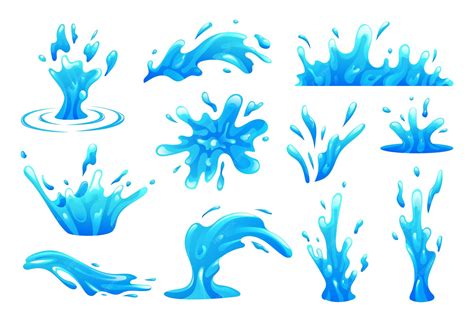 Premium Vector | Water splash collection in cartoon style