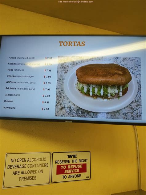 Menu at Tacos y Pupusas restaurant, Anaheim