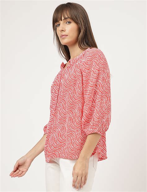 Buy Pure Viscose Printed Band Collar Shirt at Marks & Spencer