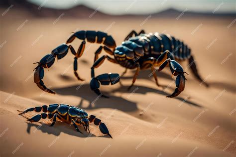 Premium AI Image | Two scorpions in the desert with the desert in the ...