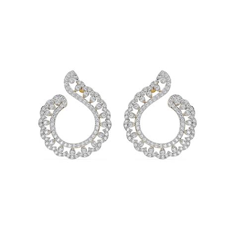 Buy Feather Shaped Lab Grown Diamond Earrings Online At Emori in 9KT