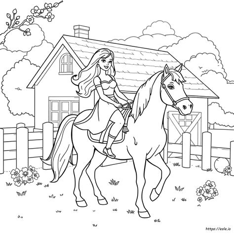 Barbie Horse Colouring Pages