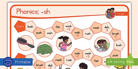 Grade 1 Phonics: -sh Printable Game