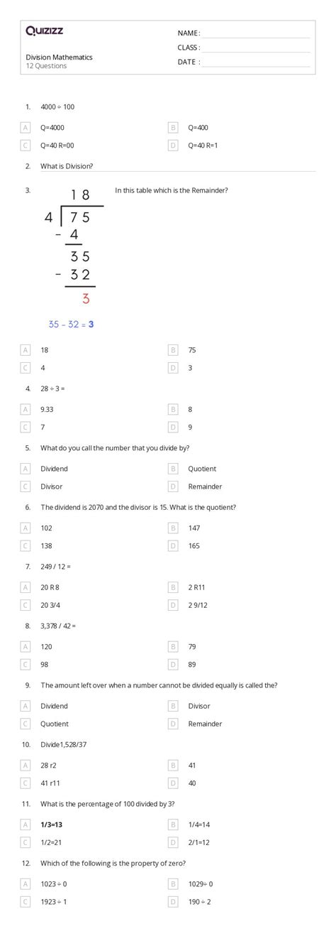 50+ Division with Two-Digit Divisors worksheets for Kindergarten on ...