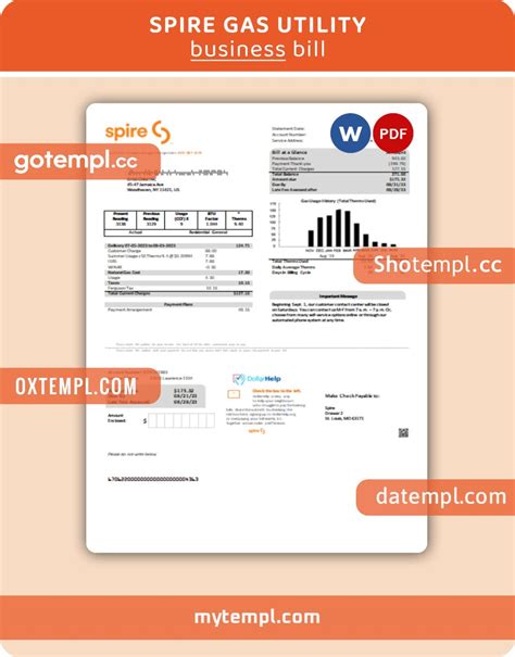 Spire gas utility business bill PDF and WORD template - Oxtempl