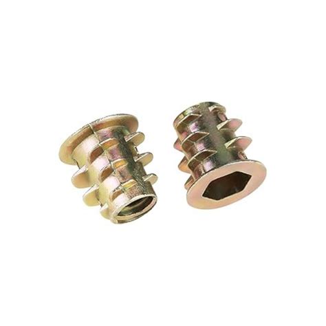 M4 X 10mm Wood Insert (D Nuts) Mild Steel with gold plating – OnlyScrews
