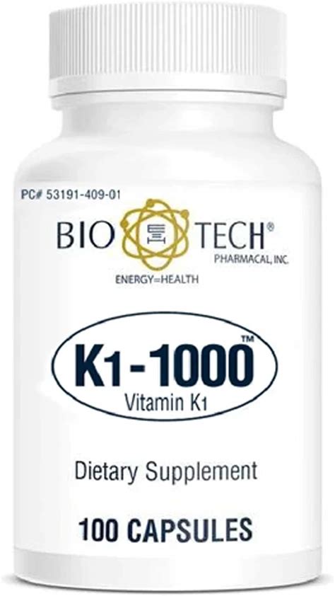 Amazon.com: Bio-Tech - K1-1000 (Vitamin K-1) 100 Capsules : Health & Household