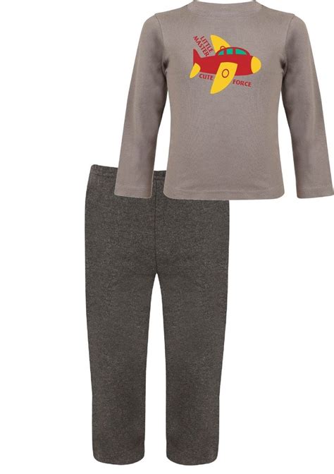 Buy Clifton Baby Boy Pyjama Set -Aeroplane-Steel Grey/Charcoal Melange ...