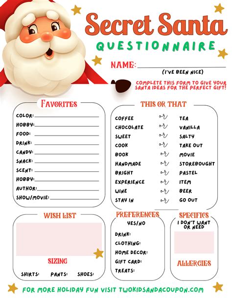 Secret Santa Form | AllFreeChristmasCrafts.com