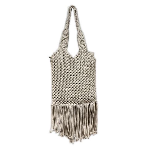 Handcrafted Macrame Tote Bag with Braided Handles for Women (WhiteBree ...