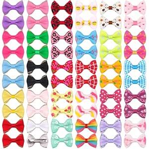 YAKA 60Pcs/30 Pairs Cute Puppy Dog Small Bowknot Hair Bows with Clips ...