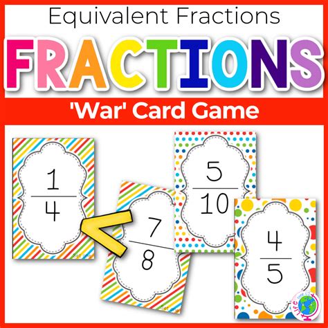 Fraction "War" Card Game Center (Comparing fractions) - Life Over C's Club