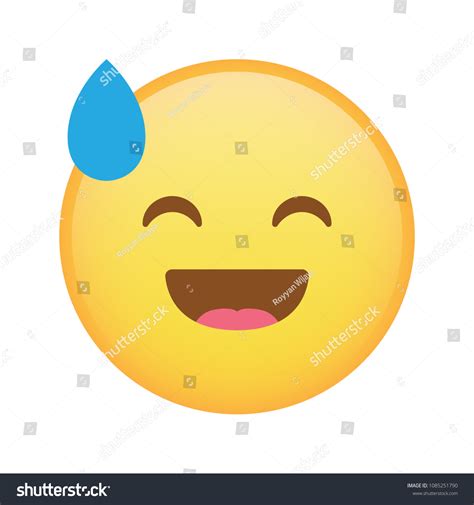Happy Laugh Sweat Emoji Emoticon Stock Vector (Royalty Free) 1085251790 ...