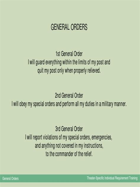 The Three General Orders: Guarding the Post with Vigilance and ...