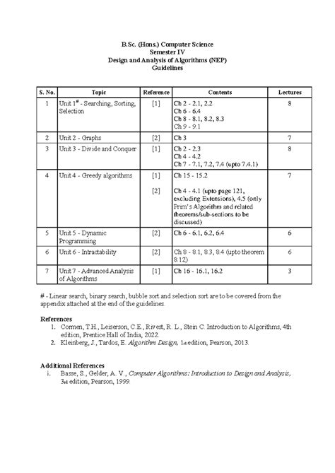 Design and Analysis of Algorithms Guidelines (MCAC 301) with Appendix ...