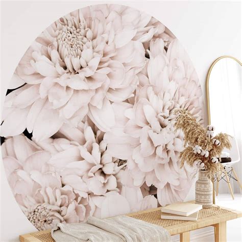 Round wall mural 1X Studio - Pink Flowers - non self-adhesive/self ...