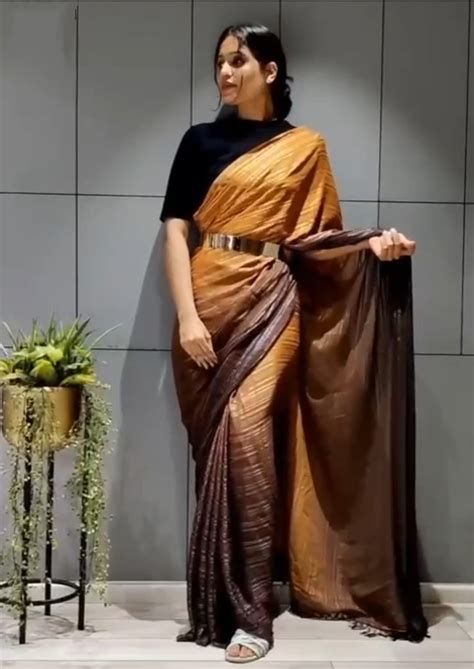 Buy Metal Belt Chiffon Padding Ready To Wear Saree Online– Joshindia