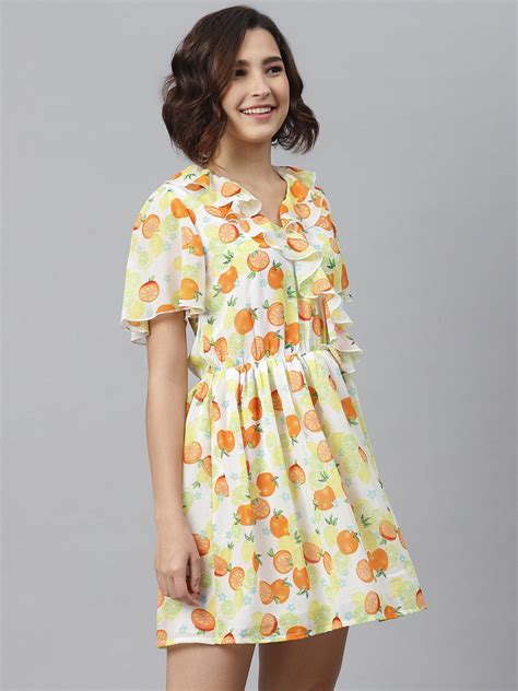 Women's Fruit Print Dress with Ruffle – Stylestone