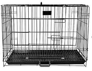 GS Double Door Folding Metal Dog Cage (Size :24 Inch) Black : Amazon.in ...
