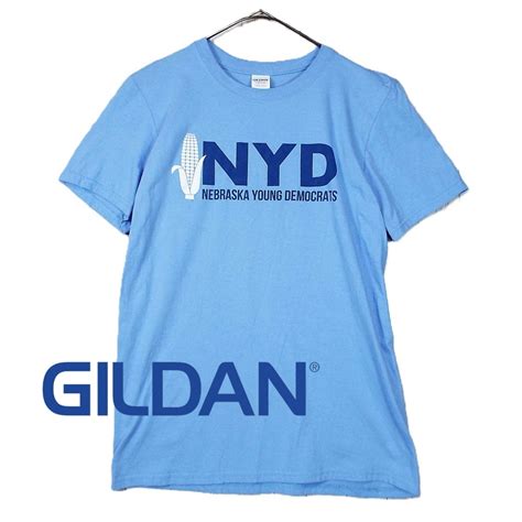 【美品】GILDAN ギルダン NYD NEBRASKA YOUNG DEMOCRATS トウモロコシ クルーネック 半袖 カラーTシャツ S ...