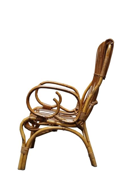 Rattan Round Dining Table Set with 4 Matching Chairs, Italy 1960s For ...