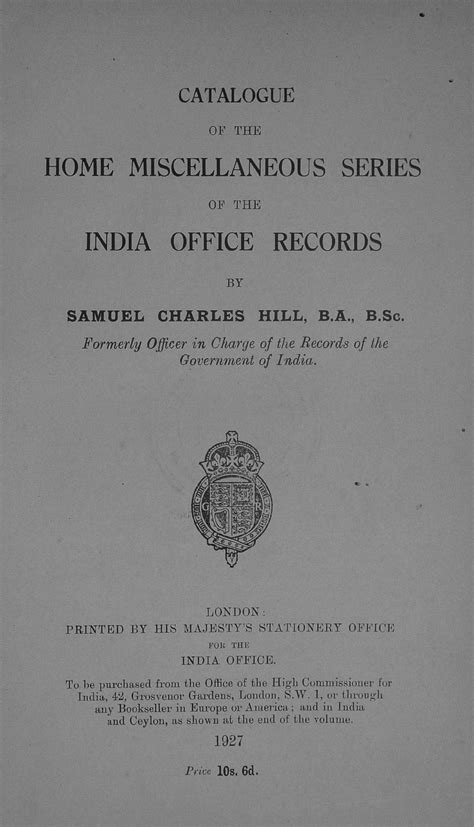 Catalogue of home miscellaneous series of the India office records - நூல்