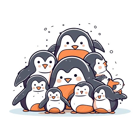 Premium Vector | Cute cartoon penguins vector illustration of a group ...