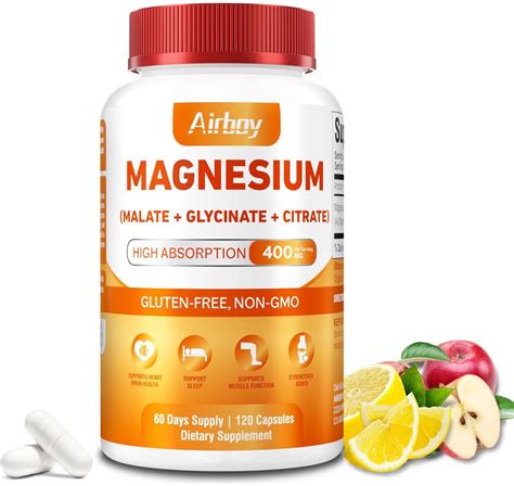 Amazon.com: Airboy Magnesium Mineral Supplements Triple Magnesium Complex Supplement, 400mg of ...