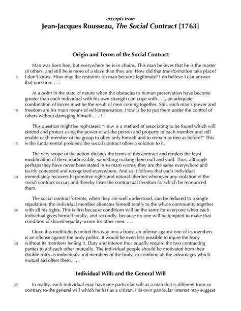 Rousseau - social contract - excerpts from Jean-Jacques Rousseau, The Social Contract [ 1763 ...