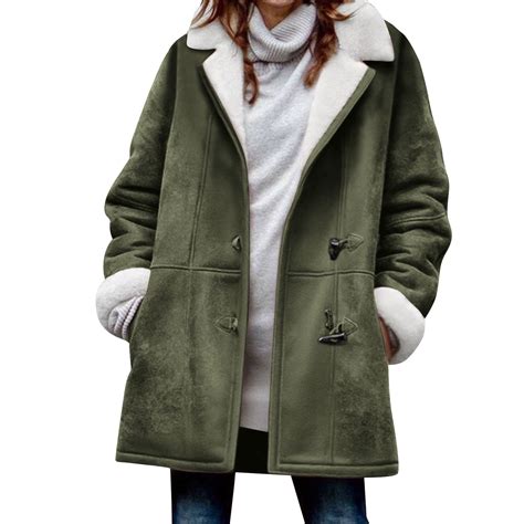 Enjoytime Winter Clothing for Women Solid Color Long Sleeve Coats ...