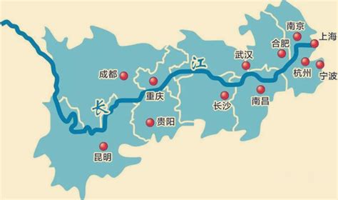 长江走向地图沿途省市展示_地图分享