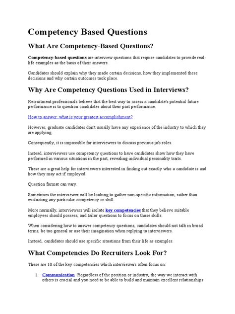 Image result for Competency Based Questions and Answers