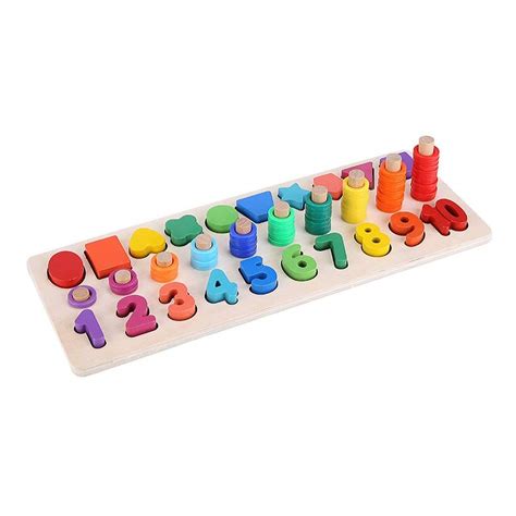Buy Wooden Math Blocks Sorting Puzzle Board Kids Early Education Shape ...