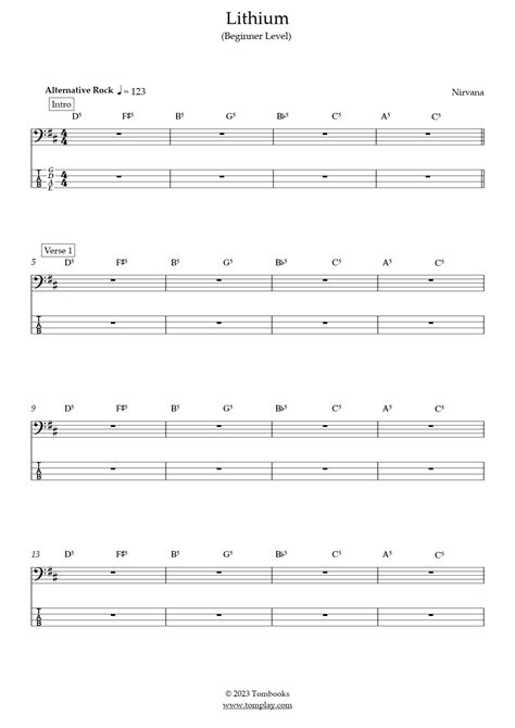 Lithium (Nível Iniciante) (Nirvana) - Tablatura para Baixo