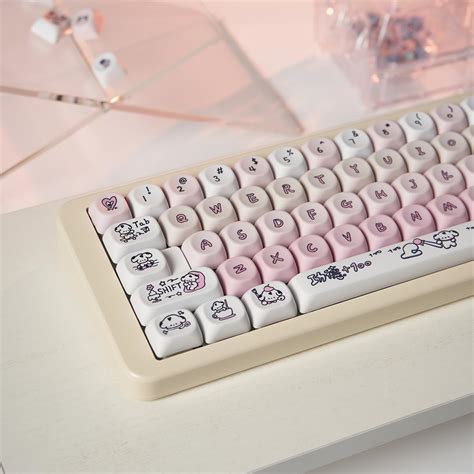 Sumgsn Pink PBT Keycaps, Moa Profile Cute Keycap, 136 Keys DYE-SYB ...