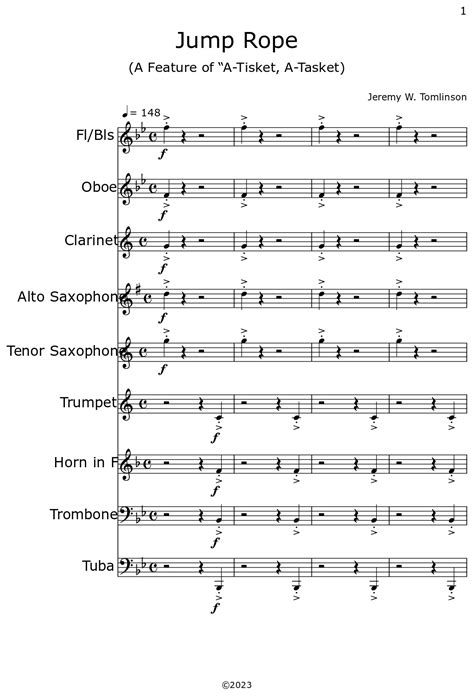 Jump Rope - Sheet music for Flute, Oboe, Clarinet, Alto Saxophone ...
